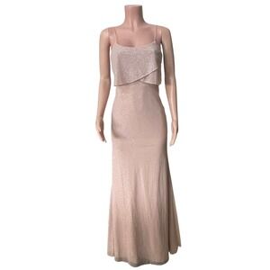 Jenny Yoo Collection Champagne Sequin Gown Bridesmaid‎ Dress Size 4 Formal